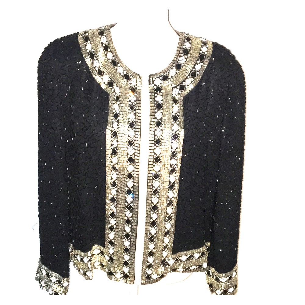 Vintage lime nite sequined evening jacket sz XL